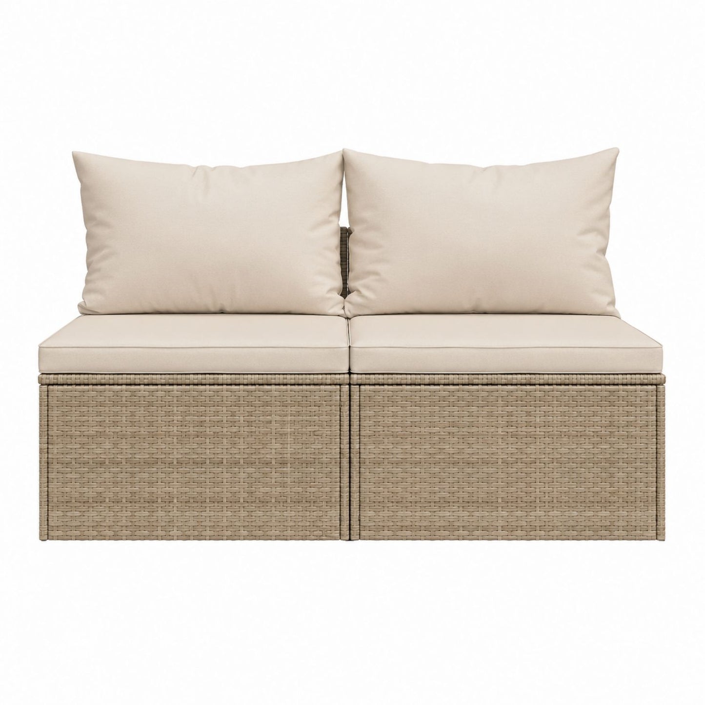 PE Rattan Outdoor Sectional Sofa Set with Beige Cushions