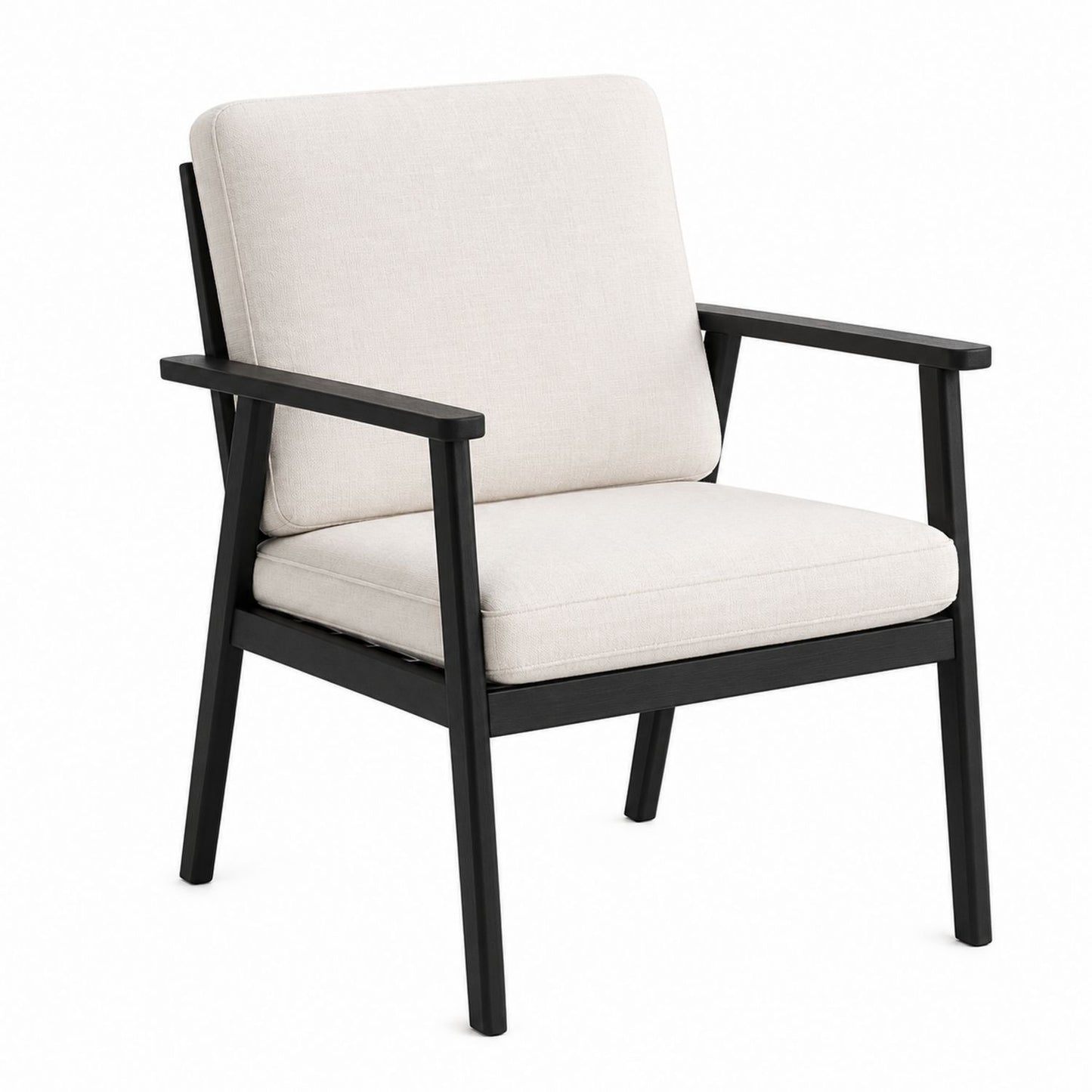 Wood Armchair with Cotton Upholstery Beige 78cm x 70cm x 85cm