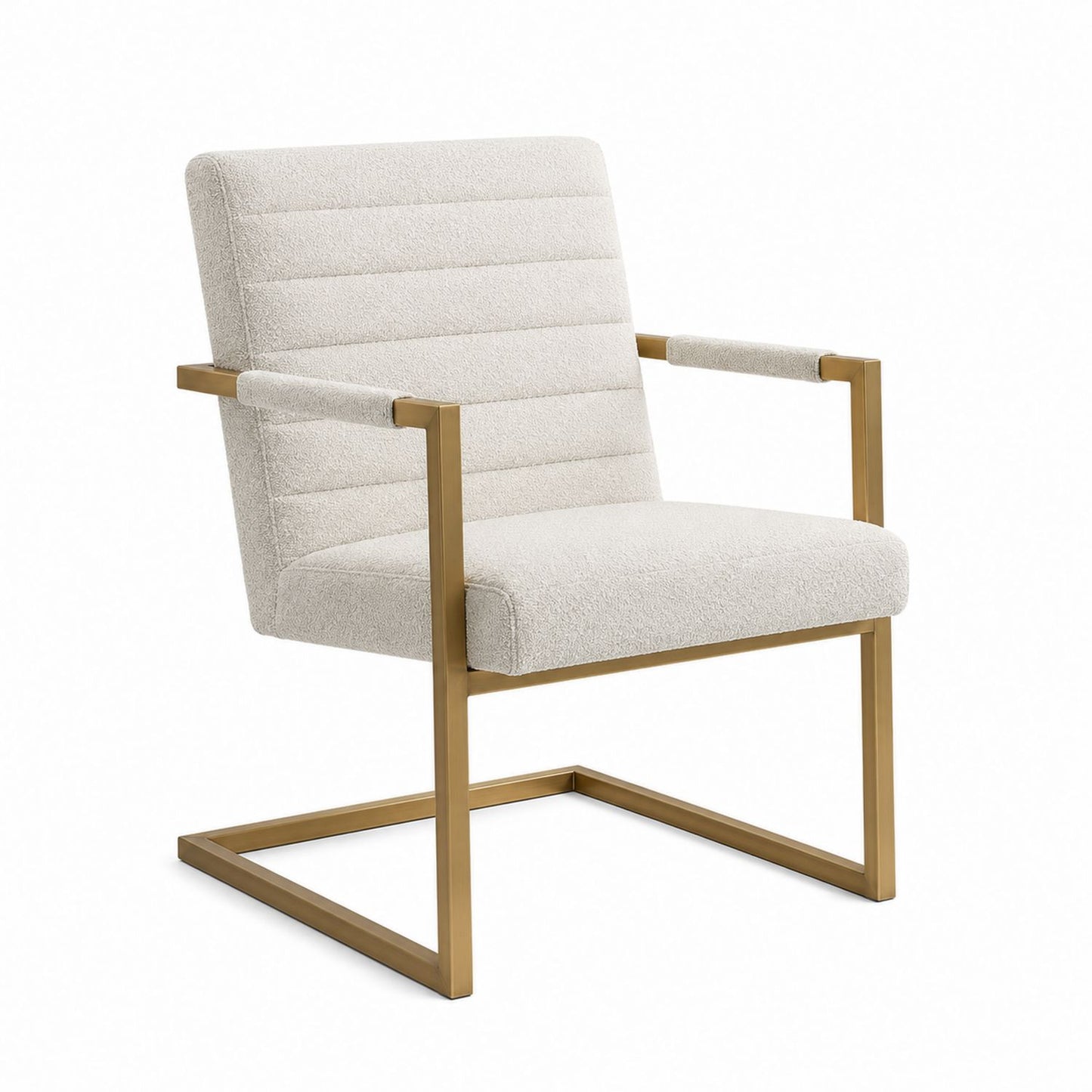 Boucle Fabric Armchair with Metal Frame Beige 80cm x 60cm x 65cm