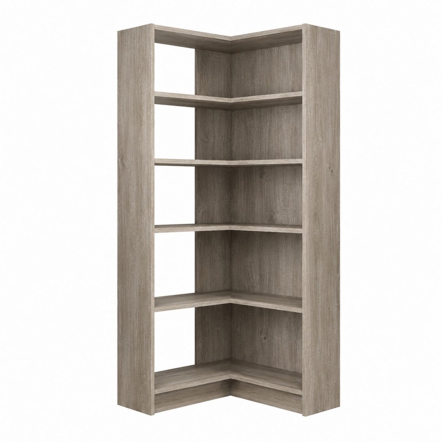 Wooden Corner Bookshelf 5-Tier Gray 180cm