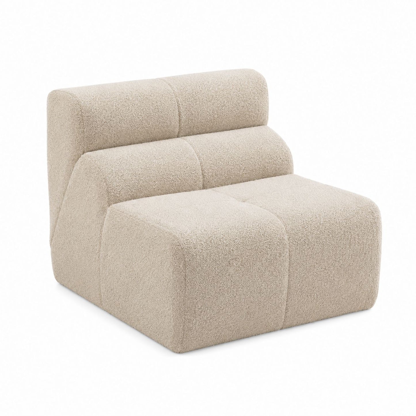 Beige Bouclé Fabric Armless Modular Chair 80cm x 80cm x 70cm