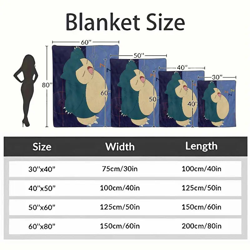 Snorlax Flannel Blanket - Soft Warm Pocket Monster Throw - image 10