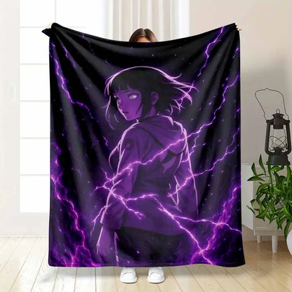 Anime Warrior Ninja Floor Mat Purple Lightning Energy Print Flannel 60×80