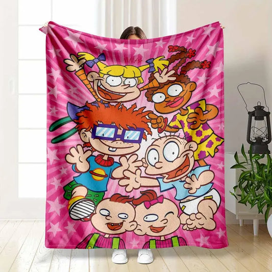 Rugrats Cartoon Flannel Blanket Lightweight Soft Plush Throw