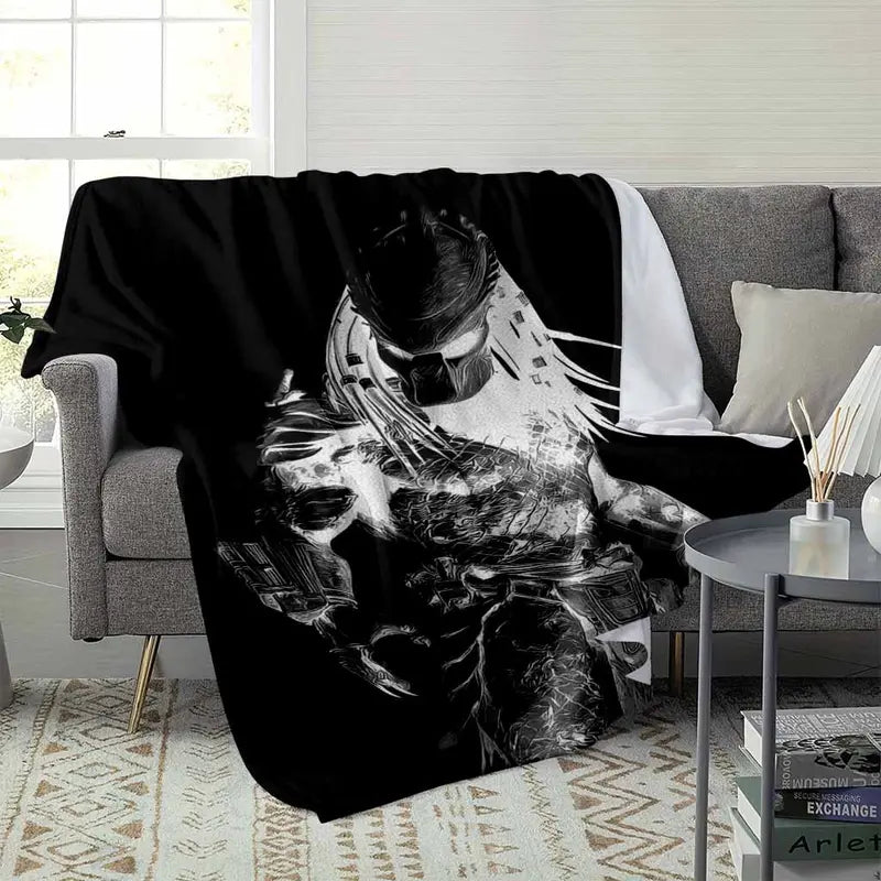 Sci Fi Warrior Flannel Blanket Metallic Armor Print Soft Warm - image 9