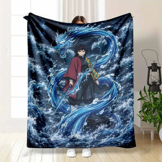 Anime Warrior Water Dragon Flannel Floor Mat