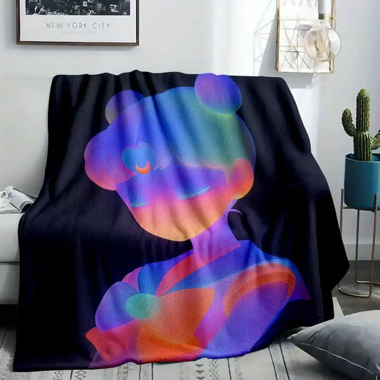 Neon Dream Girl Usagi Fan Flannel Throw Blanket, Lightweight Gradient Glow - image 2