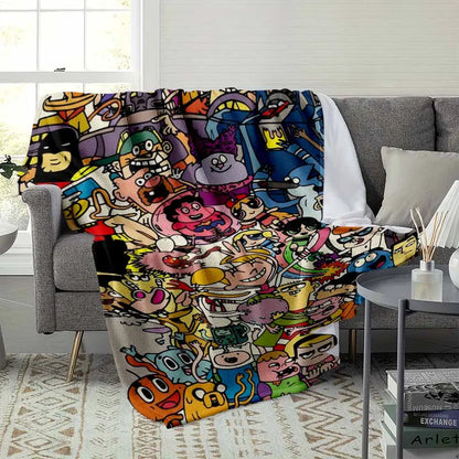 Abstract Cartoon Character Print Flannel Blanket – Soft, Lightweight, Fade-Resistant - image 3