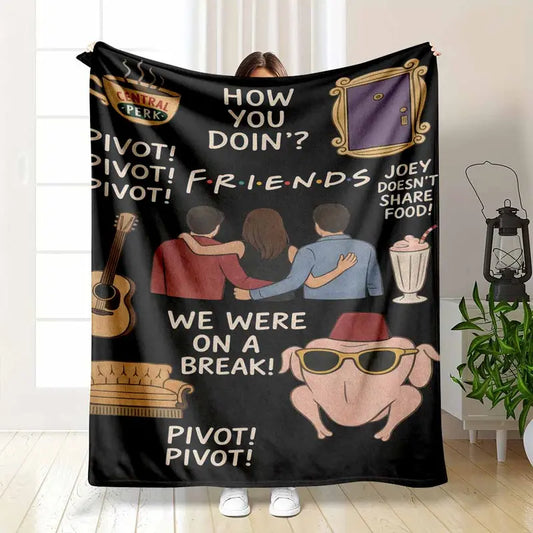 Friends TV Show Flannel Blanket - Soft, Wrinkle-Resistant Cotton Throw for Living Room & Travel