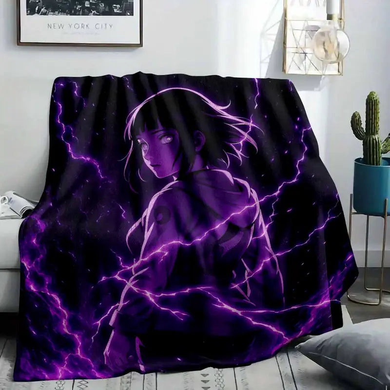 Anime Warrior Ninja Floor Mat Purple Lightning Energy Print Flannel 60×80 - image 2
