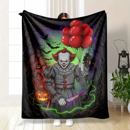 Creepy Halloween Flannel Blanket - Soft, Durable Multi-Size Throw