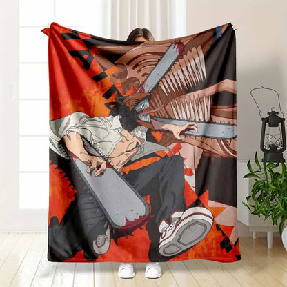 Chainsaw Hero Flannel Blanket, Manga Print Anime Throw