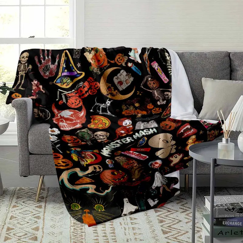 Vintage Halloween Flannel Blanket - Soft Warm Lightweight Cozy Sofa & Bed Throw - image 3