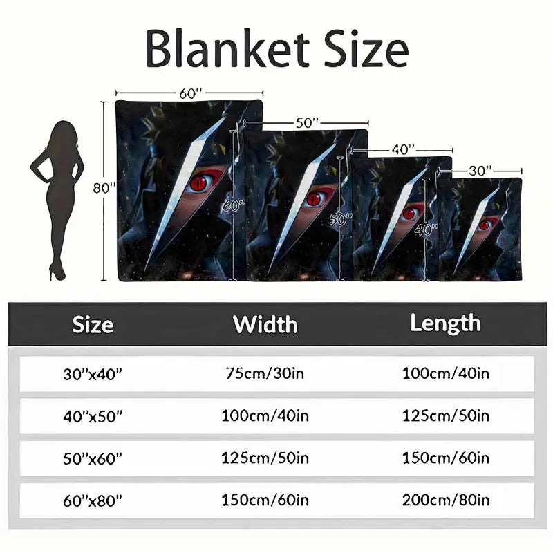 Anime Ninja Flannel Blanket with Red Eye Warrior Print - Soft Lightweight Plush Throw for Sofa and Bed - image 4