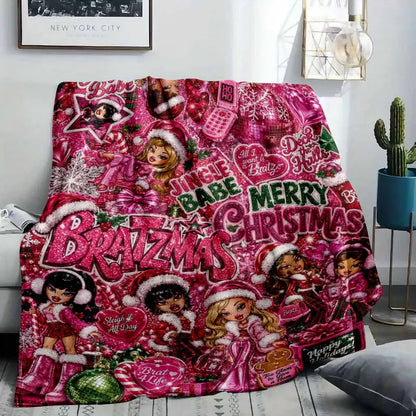 Y2K Pink Aesthetic Christmas Flannel Blanket Soft Throw - image 2