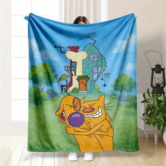 Cartoon Character Flannel Blanket Soft Cozy Bedding Throw for Sofa Bed Couch