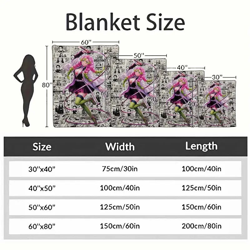 Anime Hashira Flannel Blanket Manga Style Graphic Throw - image 4