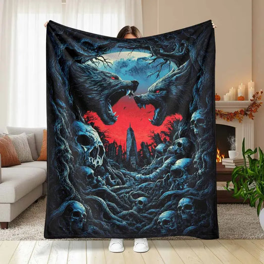 Mini Dark Wolf Flannel Throw Blanket 30×40 inch Soft Cozy Textiles