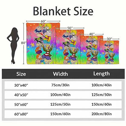 Retro Cartoon Friends Flannel Blanket - Soft Lightweight Plush Throw for Home & Outdoor - image 4