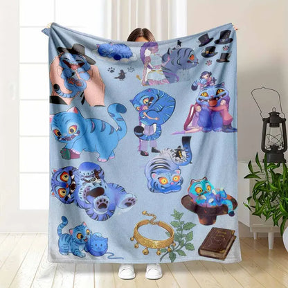 Whimsical Blue Fantasy Tiger Flannel Blanket