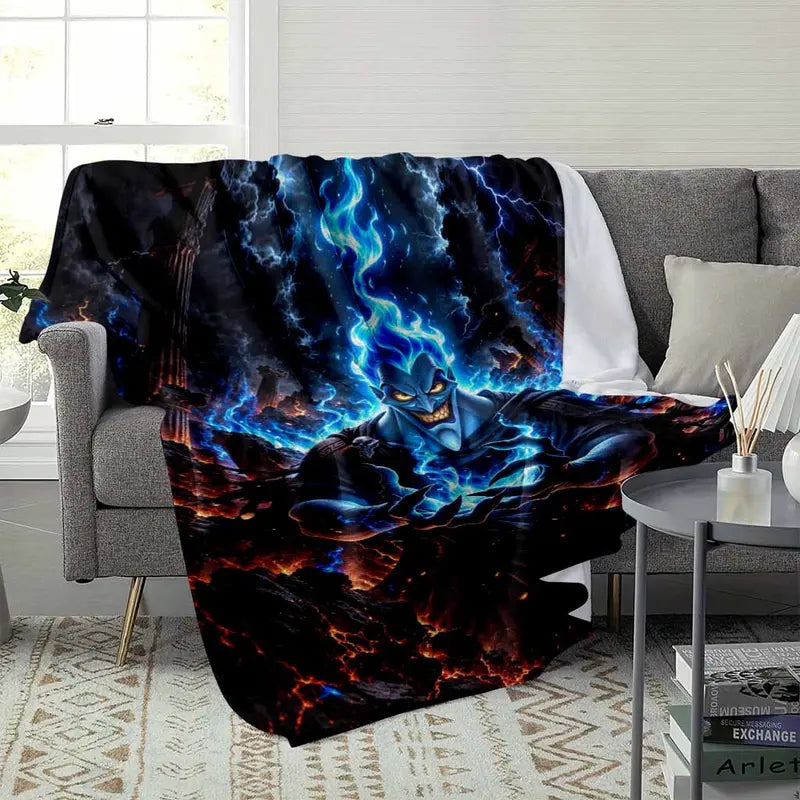 Hades Hercules Villain Fleece Blanket Underworld Blue Flame 60x80In - image 3