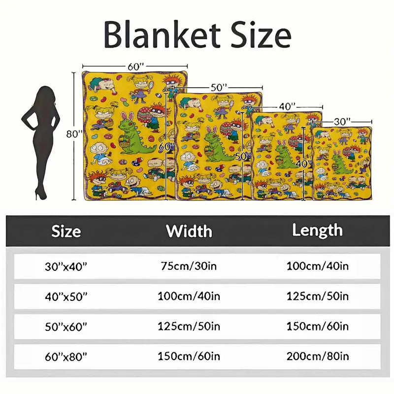 Cartoon Easter Eggs Flannel Blanket, Colorful Cozy Throw - image 4