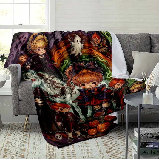 Whimsical Victorian Gothic Halloween Flannel Blanket - Cozy Spooky Plush Throw - image 3