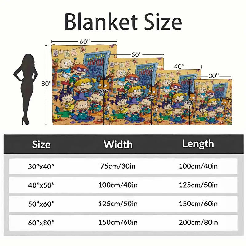 Retro Cartoon Kids Flannel Blanket Menorah Print Soft Cozy - image 4