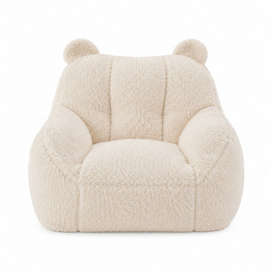 Teddy Bear Shaped Armchair Faux Shearling Beige 85cm x 90cm x 95cm