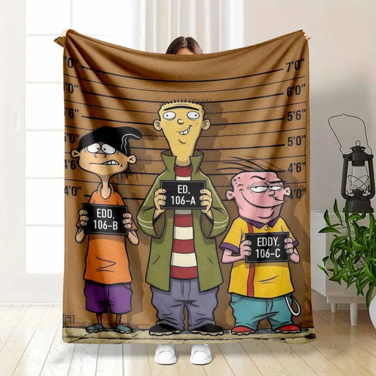 Cartoon Trio Mugshot Flannel Fleece Blanket, 50x60