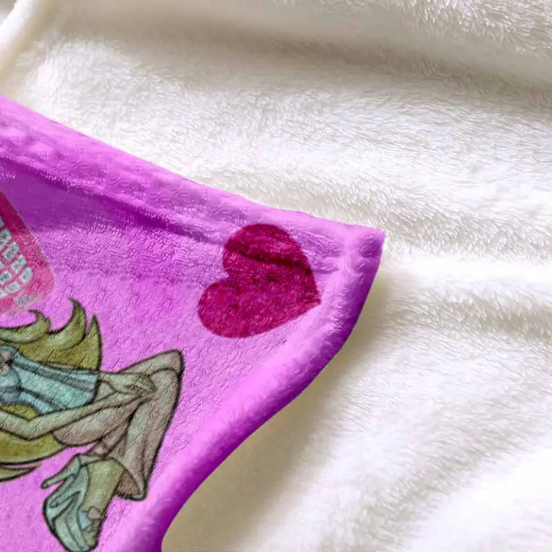 Y2K Fashion Doll Flannel Throw Blanket Pink Retro Print - image 6