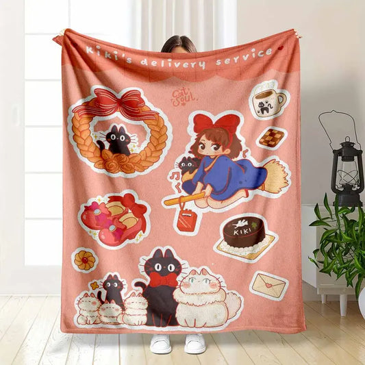 Anime Witch Flannel Blanket - Soft Plush Throw 50x60