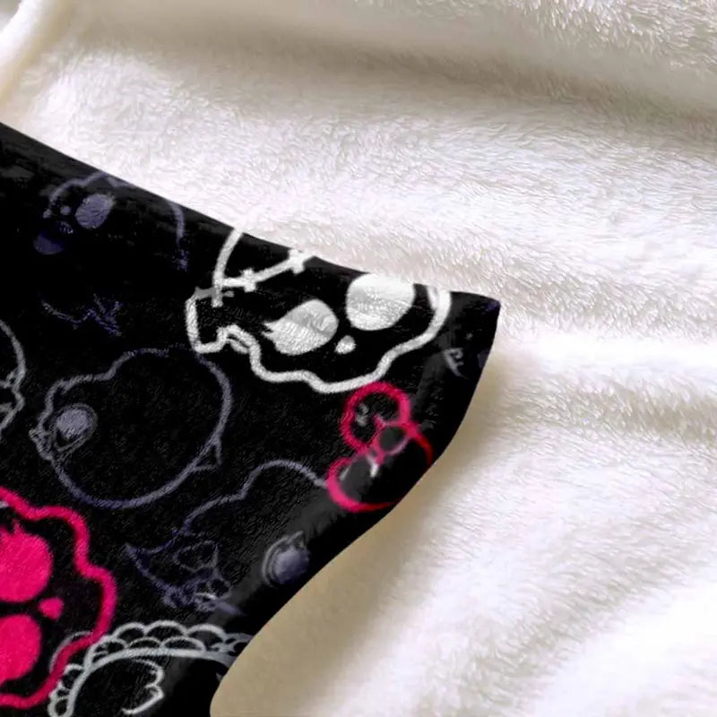 Gothic Skull Neon Pink Bow Flannel Blanket Ultra Soft Cozy Throw - image 6