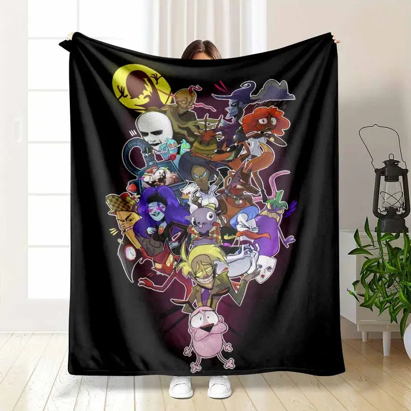 Dark Moon Flannel Throw Blanket, Gothic Fantasy Print