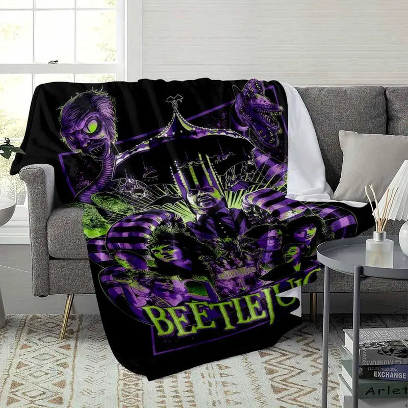 Classic Movie Poster Flannel Blanket - Gothic Characters Graphic Print, Lightweight Soft Throw for Living Room & Halloween Gifts - image 3