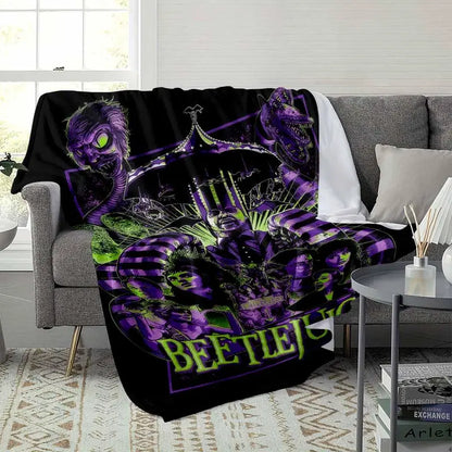 Classic Movie Poster Flannel Blanket - Gothic Characters Graphic Print, Lightweight Soft Throw for Living Room & Halloween Gifts - image 3