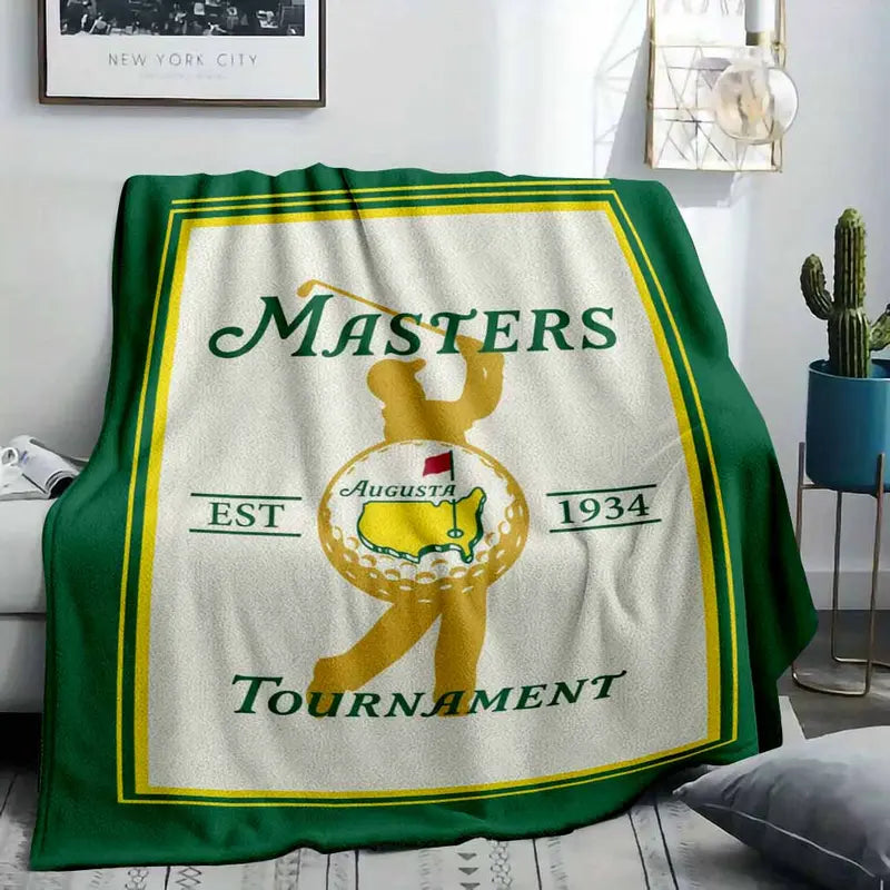 Masters Tournament Augusta Flannel Blanket, Green/Yellow - image 9