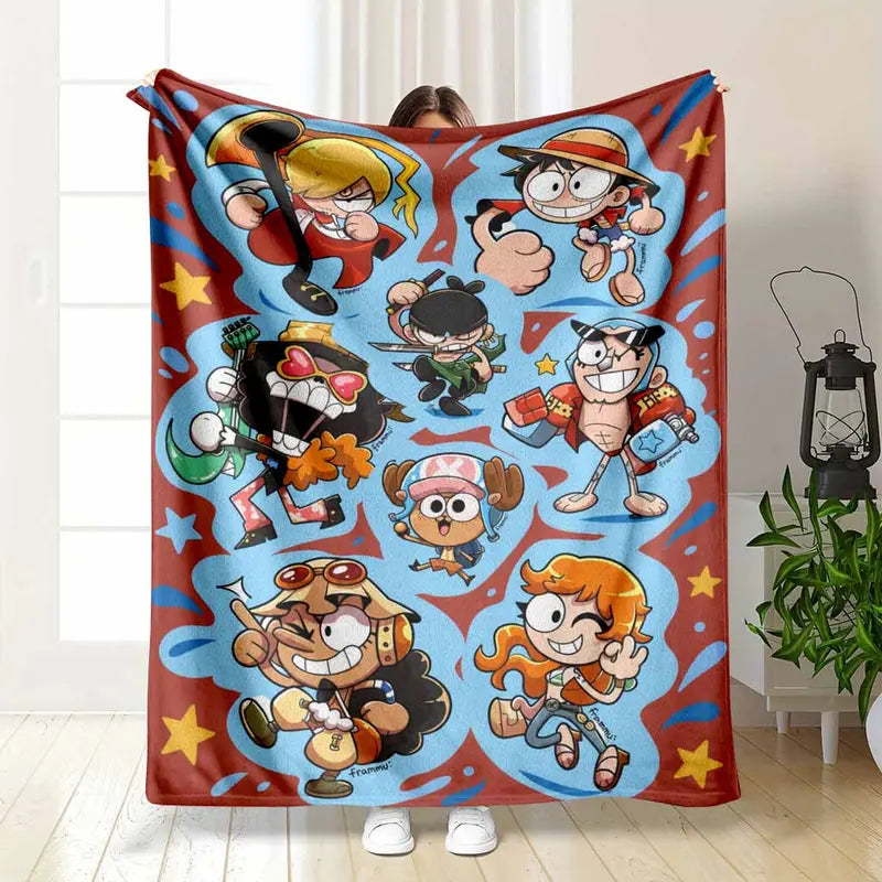 Cartoon Pirate Crew Flannel Blanket 30x40Inch Soft Warm Lightweight Bedroom Decor