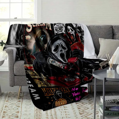 Halloween Theme Ghostface Collage Flannel Blanket Ultra-Soft Lightweight Throw - image 3