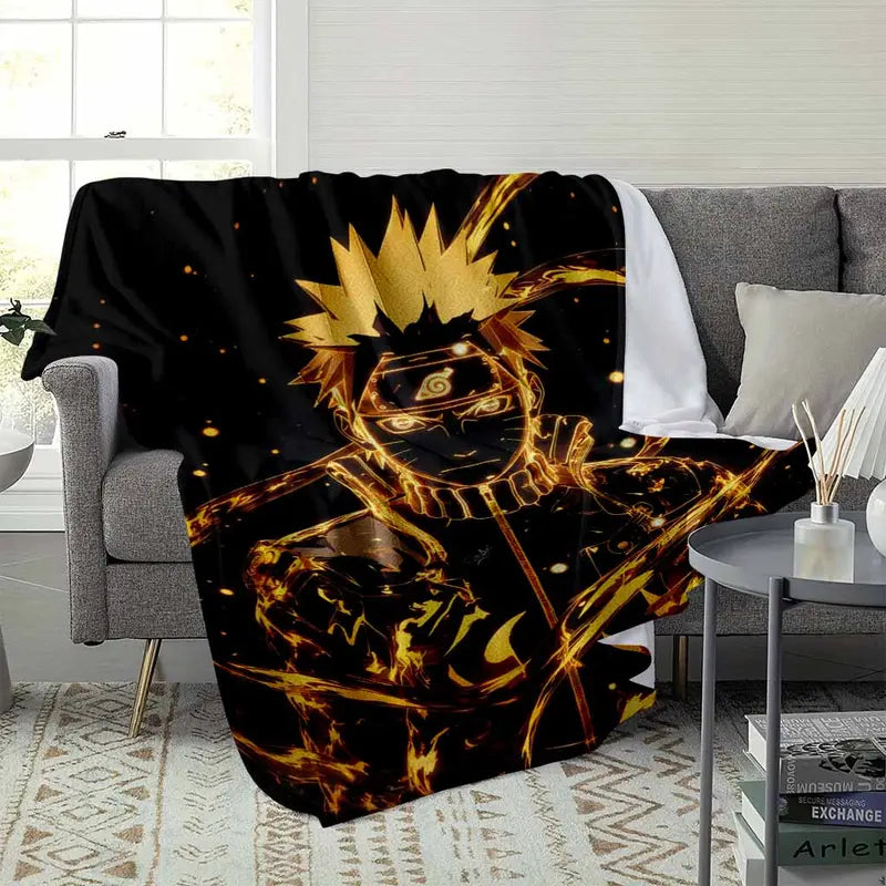 Anime Ninja Flannel Blanket Glowing Warrior Flame Print Soft Warm Lightweight Microfiber Throw for Sofa Bed Dorm Home Decor Travel Camping Fan Gift - image 9