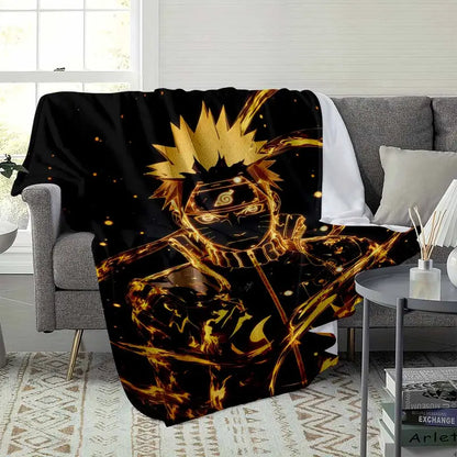 Anime Ninja Flannel Blanket Glowing Warrior Flame Print Soft Warm Lightweight Microfiber Throw for Sofa Bed Dorm Home Decor Travel Camping Fan Gift - image 9