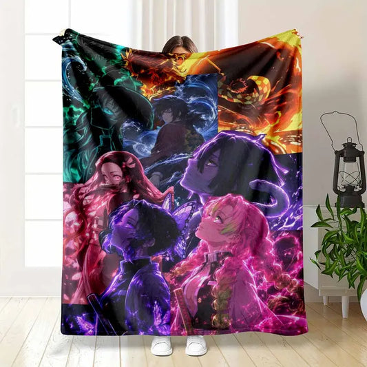 Anime Character Collage Flannel Blanket, 50x60