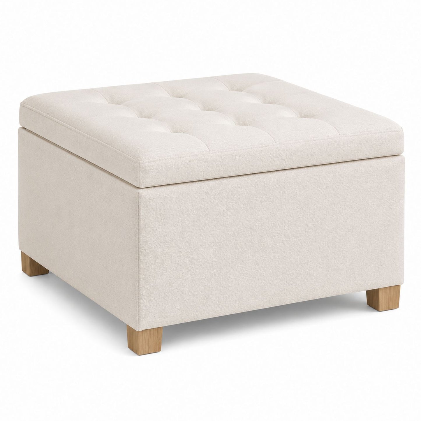 Square Fabric Ottoman with Storage Beige 15.7in x 15.7in x 15.7in