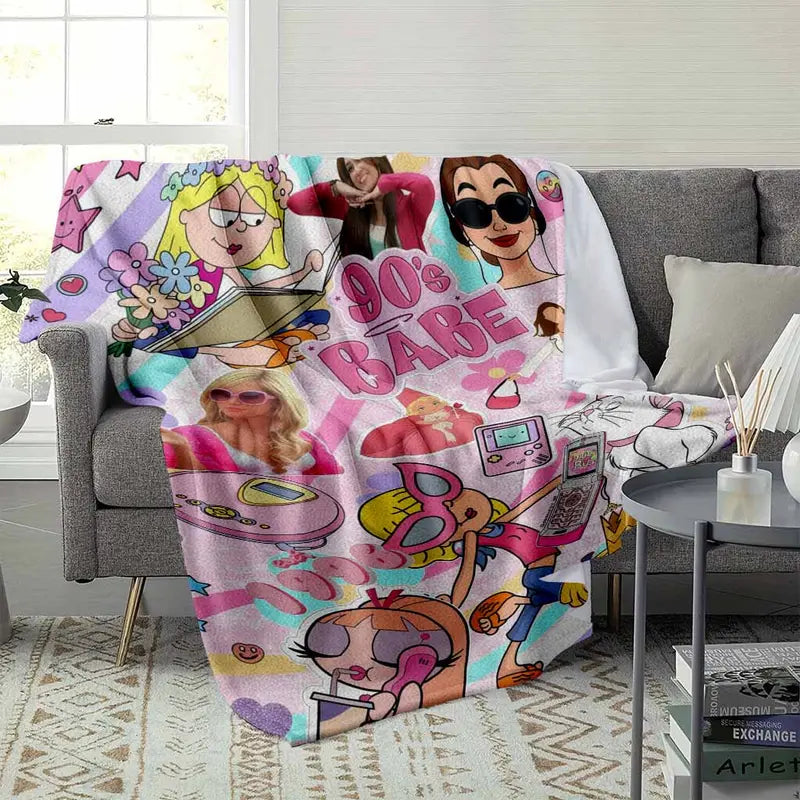 Y2K Retro Pink Flannel Blanket Throw - image 3