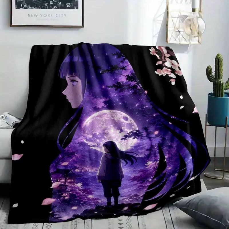 Anime Girl Silhouette Purple Moon Floor Mat - image 2