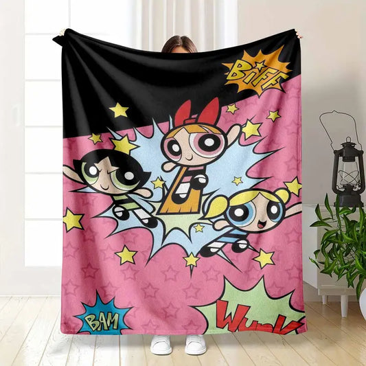 Powerpuff Girls Flannel Blanket Lightweight Soft Breathable Throw