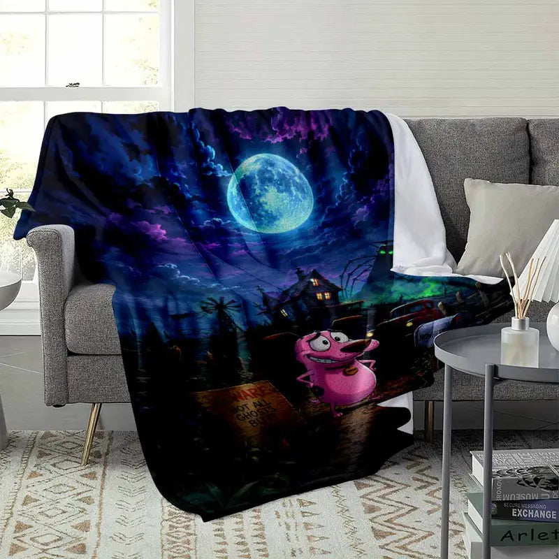 Courage the Cowardly Dog Halloween Flannel Blanket 60x80in Large Soft Throw - image 3