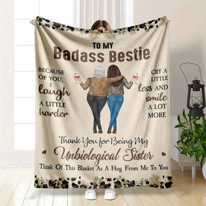Flannel Fleece Blanket - Badass Bestie Leopard Print Friendship Throw - Wrinkle-Resistant Soft Warm Companion for Couch and Gift - image 7