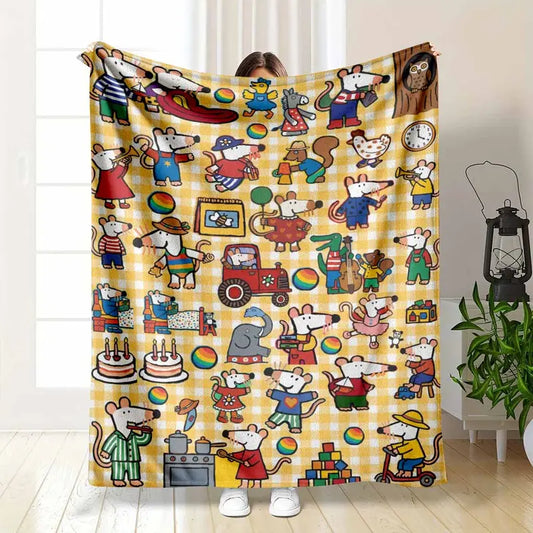 Cartoon Mouse Flannel Blanket Soft Warm Throw