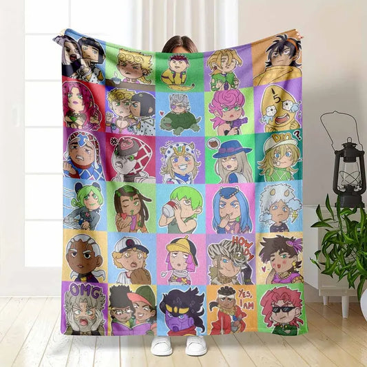 Cartoon Anime Flannel Blanket, Soft Plush Throw, Multi-size